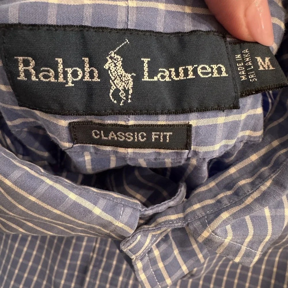 Polo Ralph Lauren Men's Short Sleeve Button Down Shirt Blue White Plaid Check M